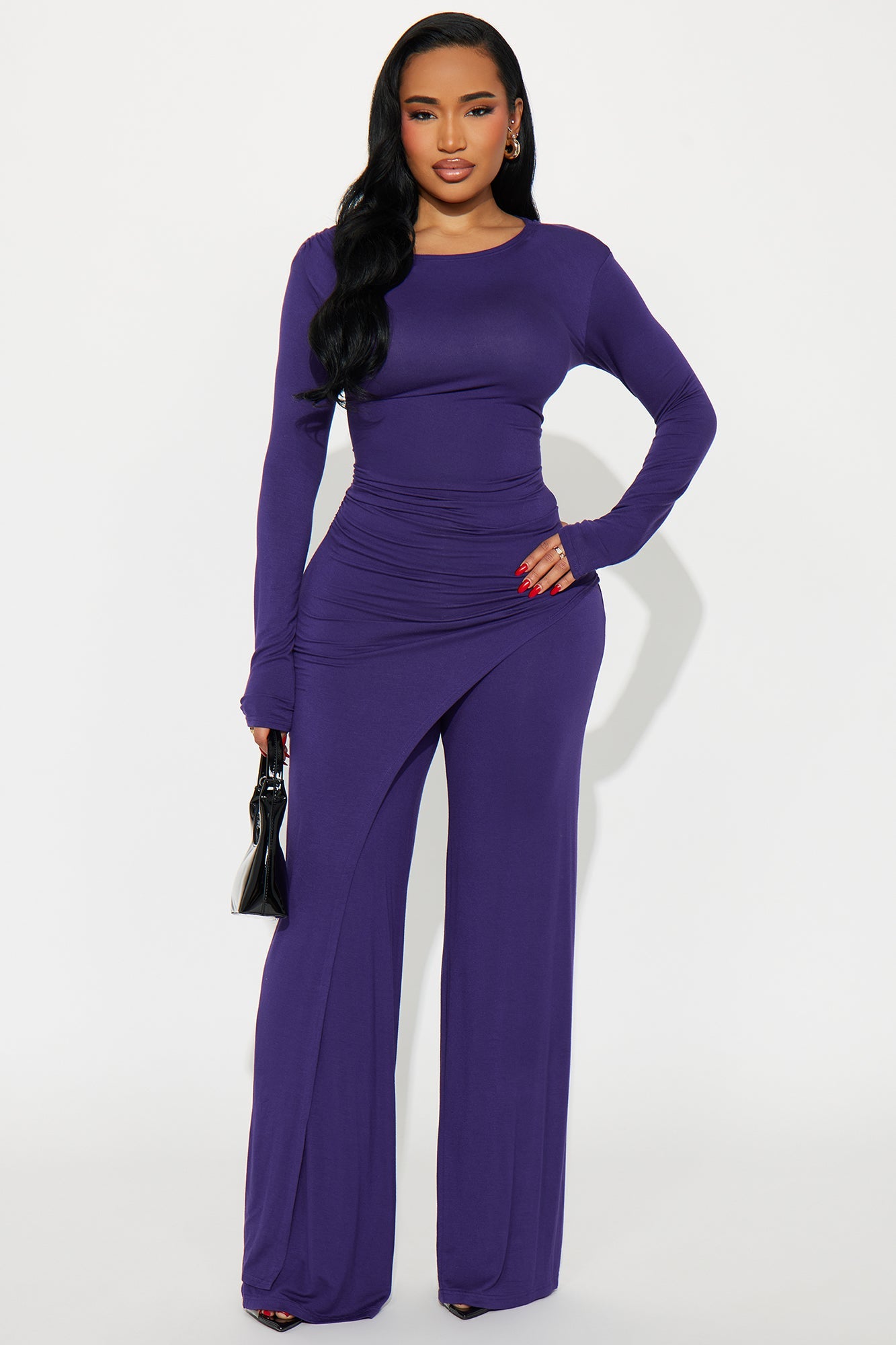 Laurine Draped Pant Set - Plum