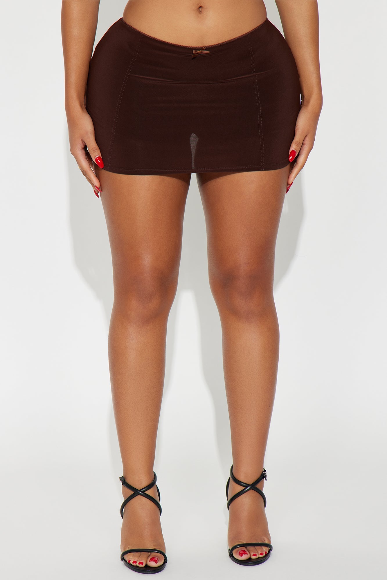 Blaire Lace Trim Micro Mini Skort - Chocolate