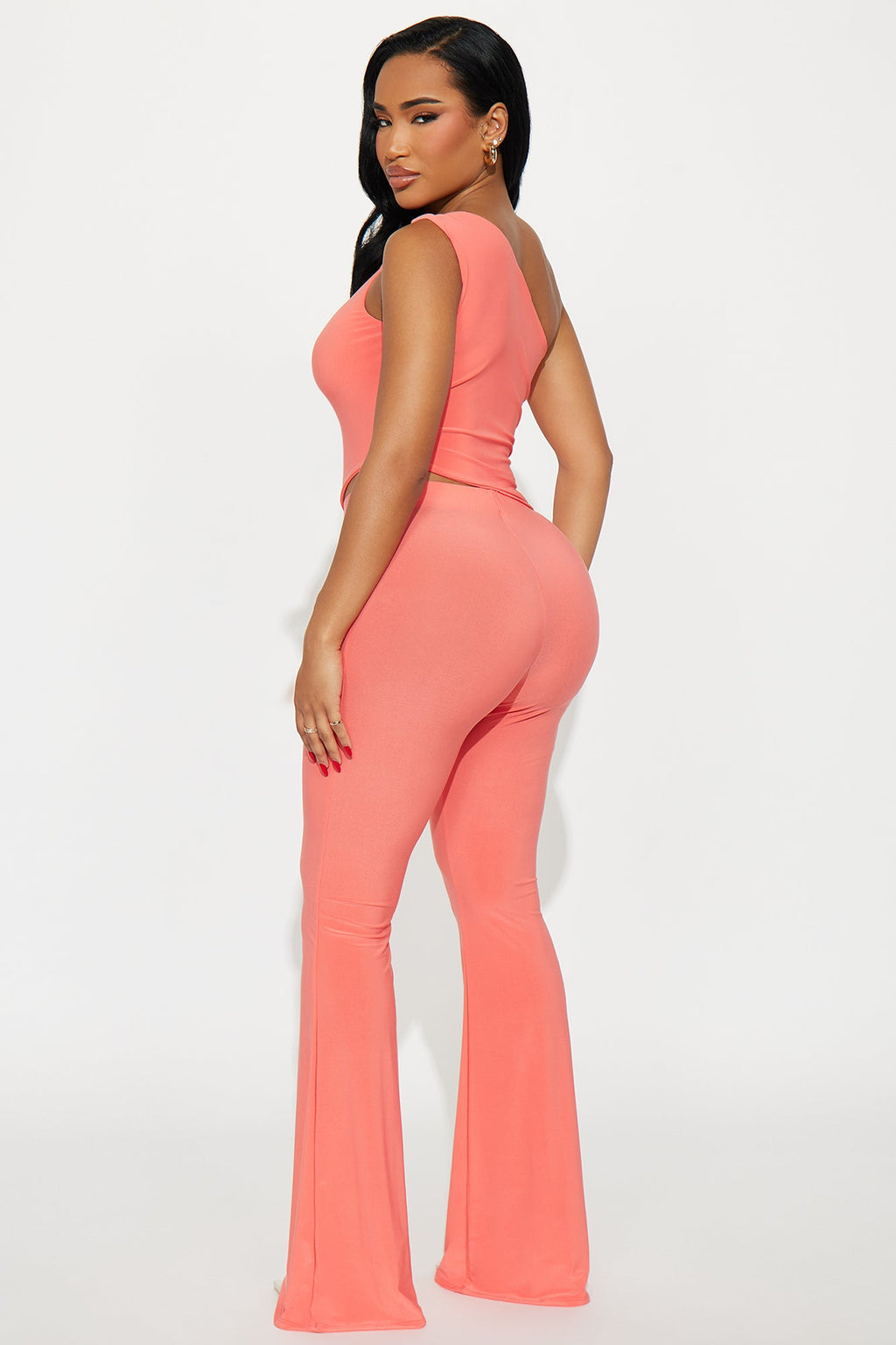 Lisa One Shoulder Pant Set - Orange 