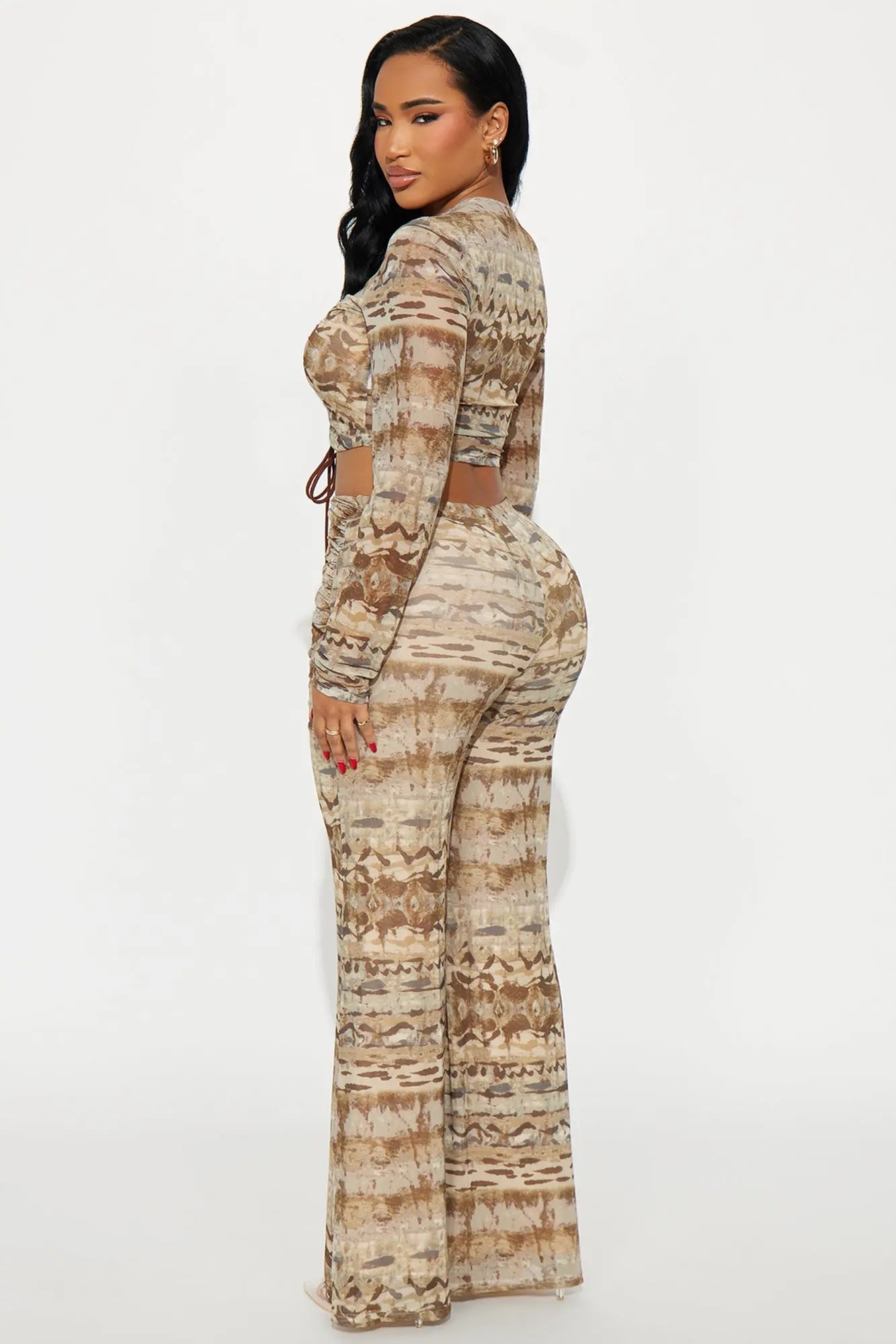 Saya Mesh Pant Set - Taupe/combo 