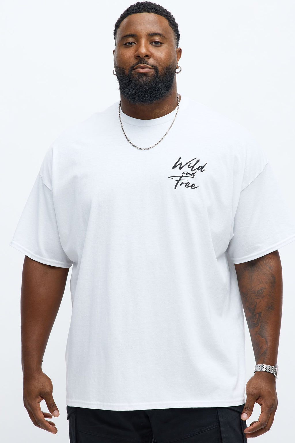 Wild And Free Oversized Short Sleeve Tee - White