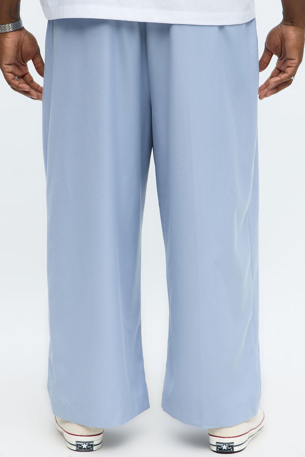 Wide Leg Hustler Pleated Trouser - Blue