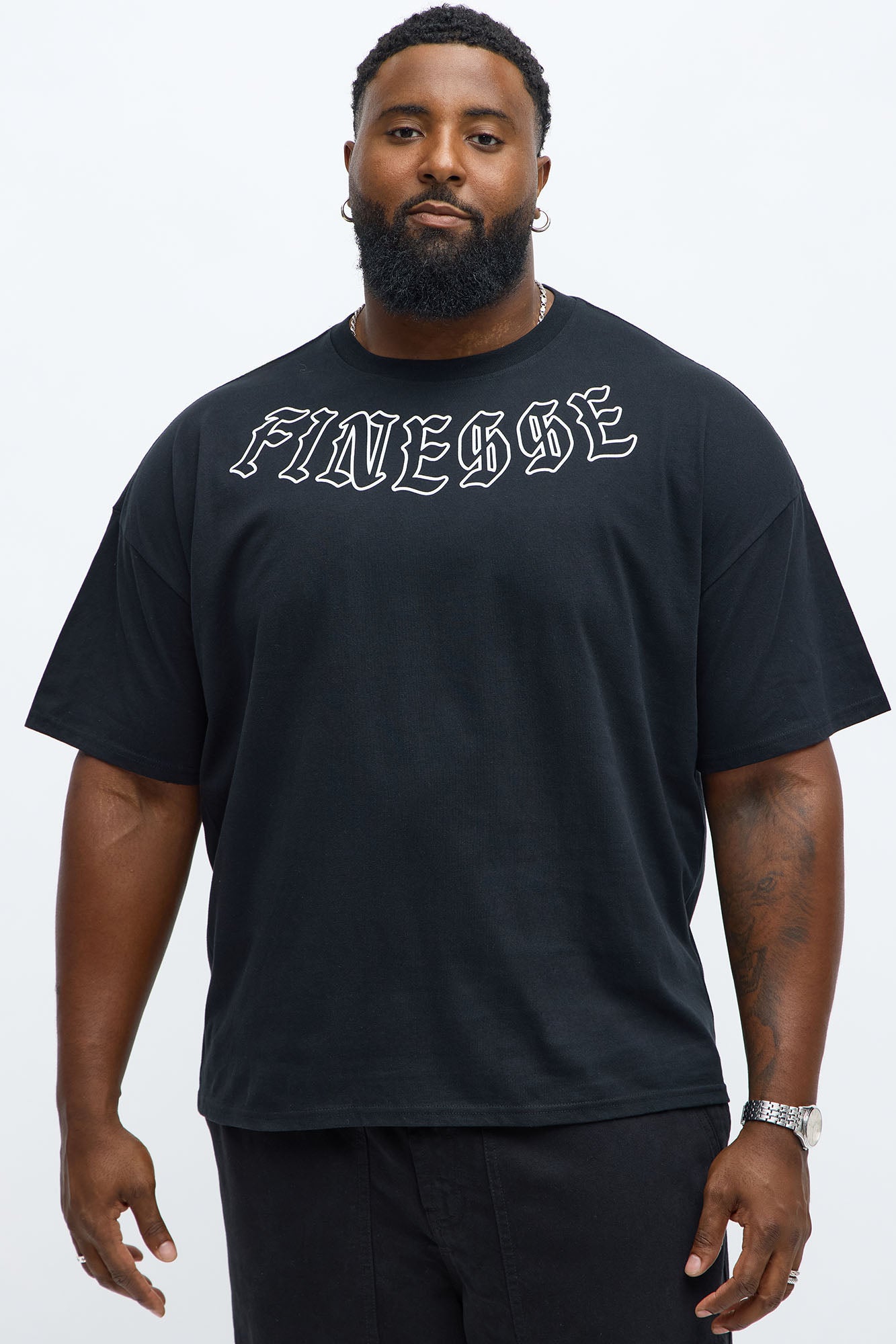 FINESSE Oversized Short Sleeve Tee - Black