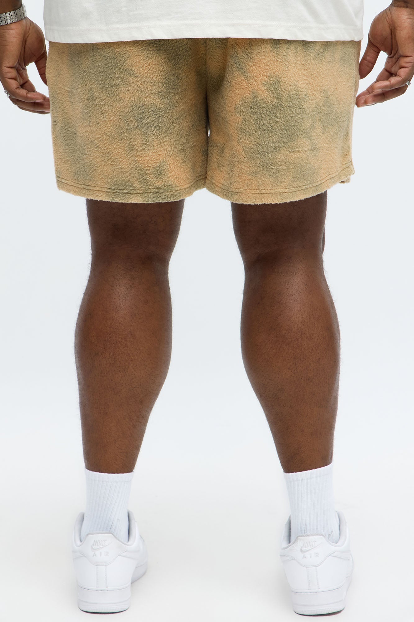 Relaxed Yin Yang Sherpa Textured Shorts - Brown