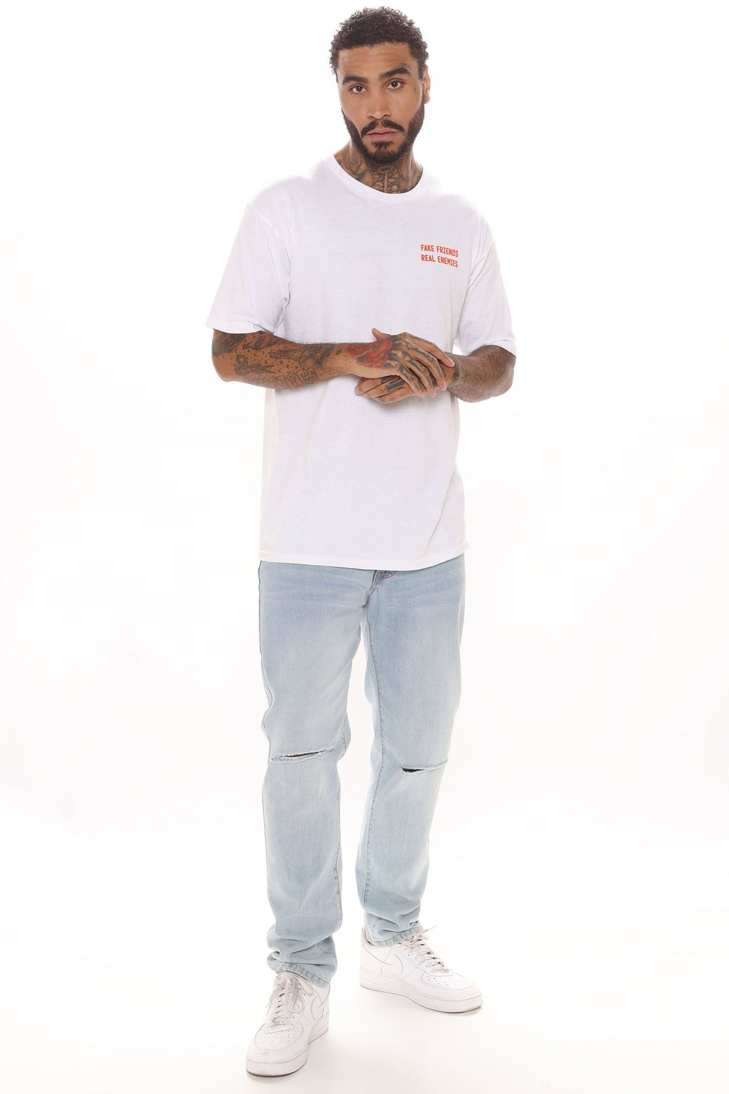 Fake Friends Short Sleeve Tee - White/combo