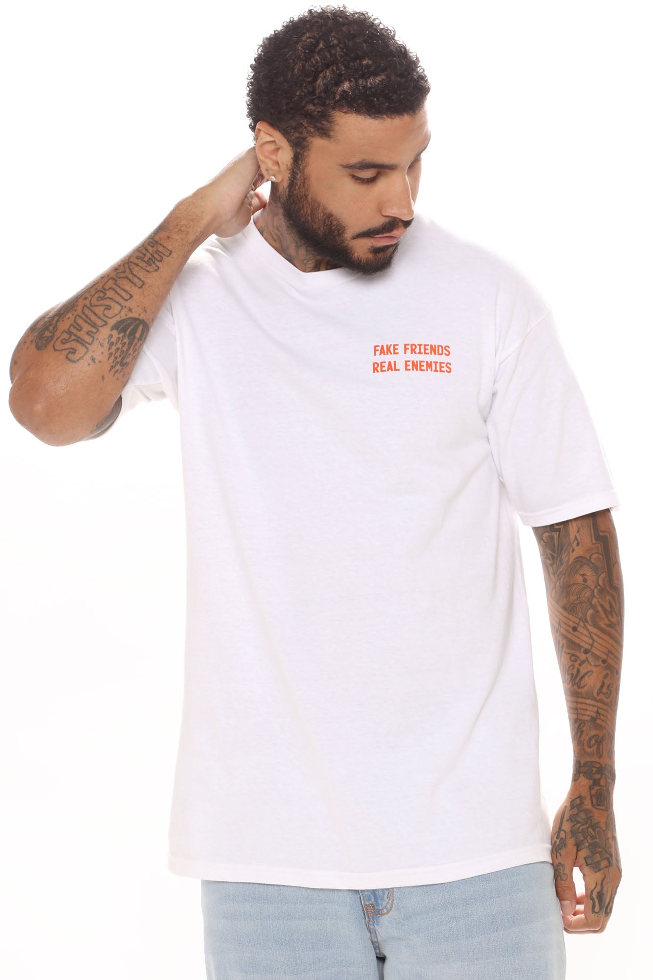 Fake Friends Short Sleeve Tee - White/combo