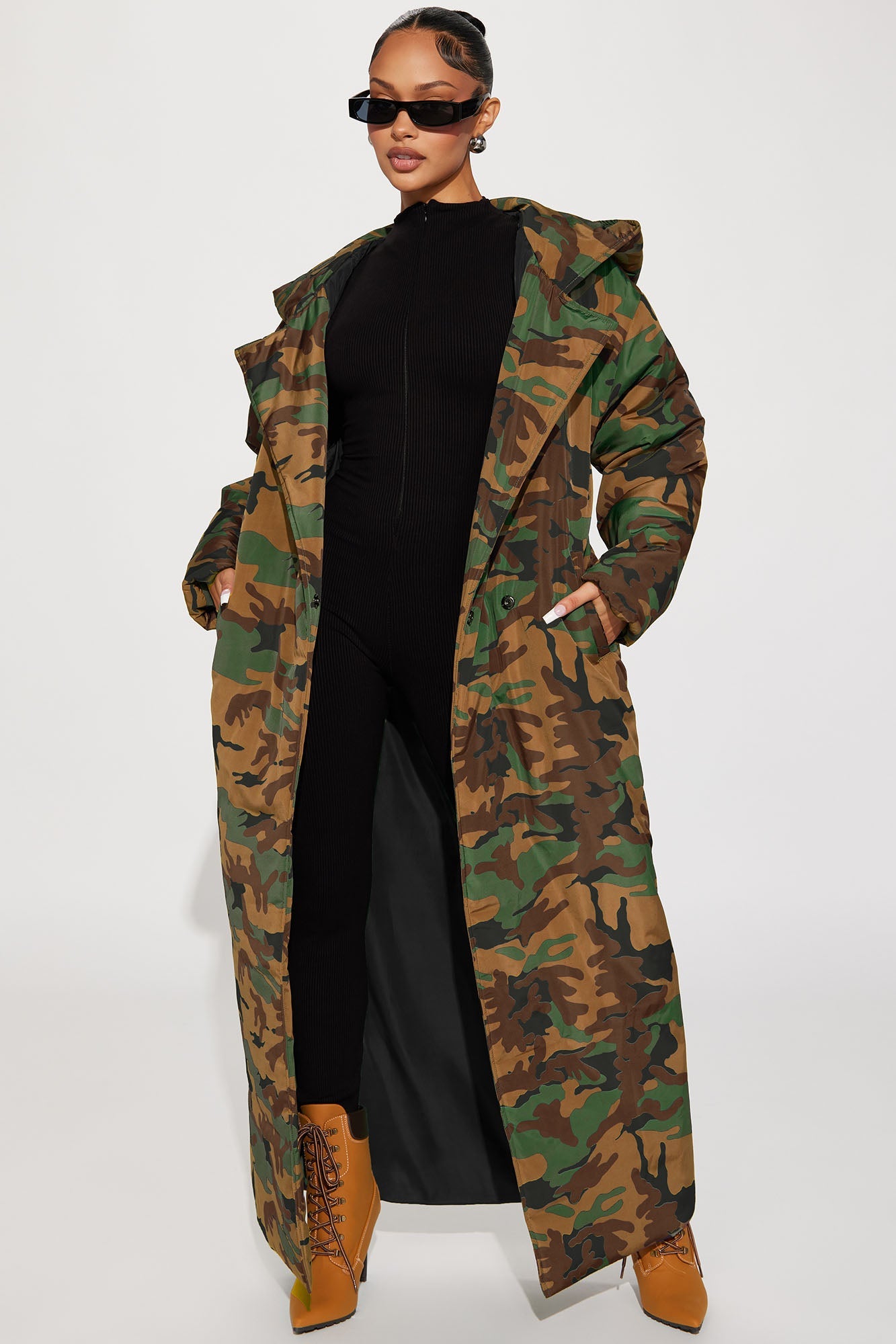 Lilith Camo Puffer Coat - Green/combo