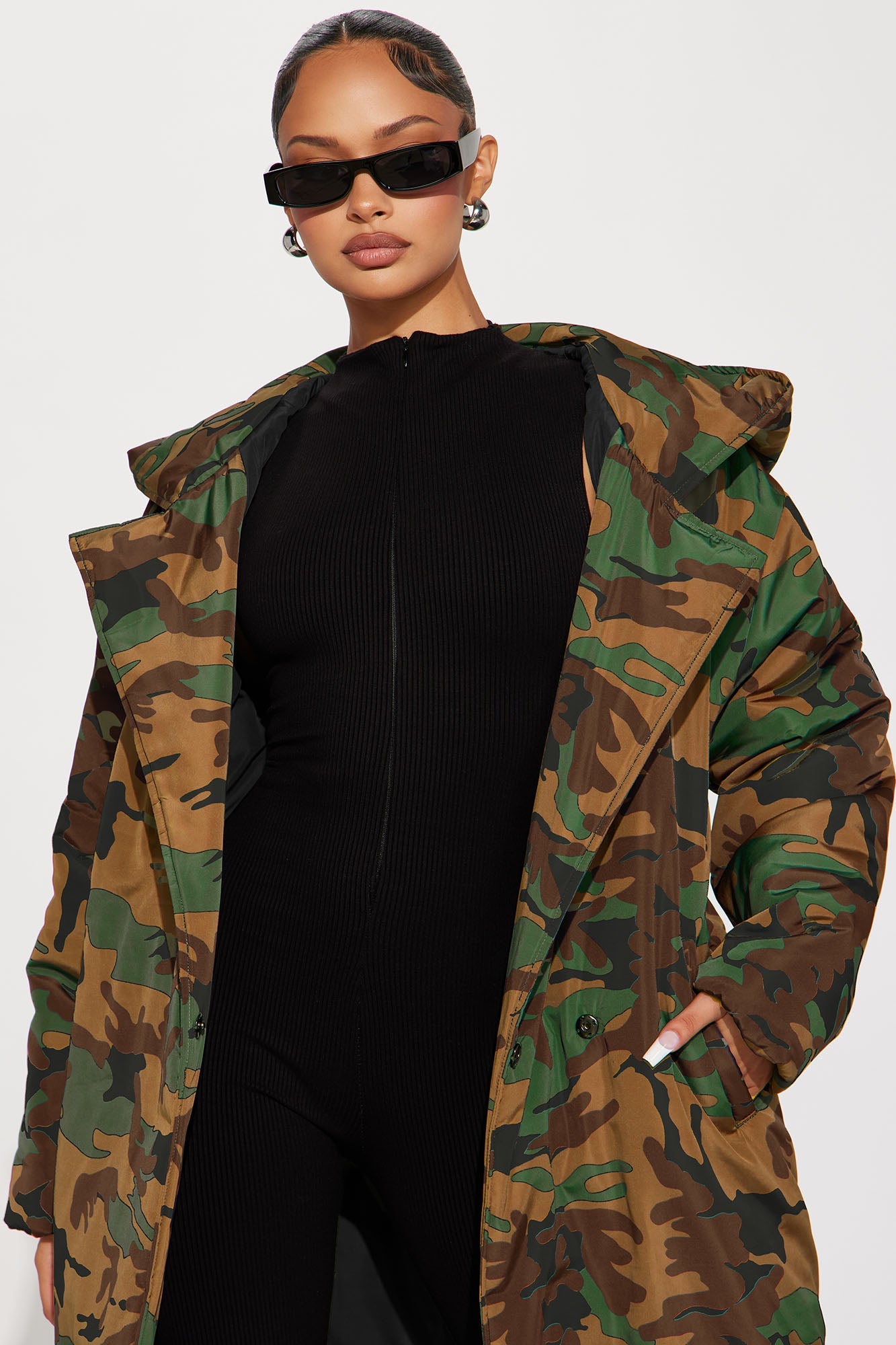 Lilith Camo Puffer Coat - Green/combo