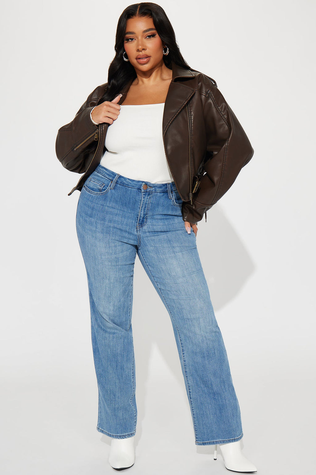 Check The Deets Faux Leather Moto Jacket - Brown