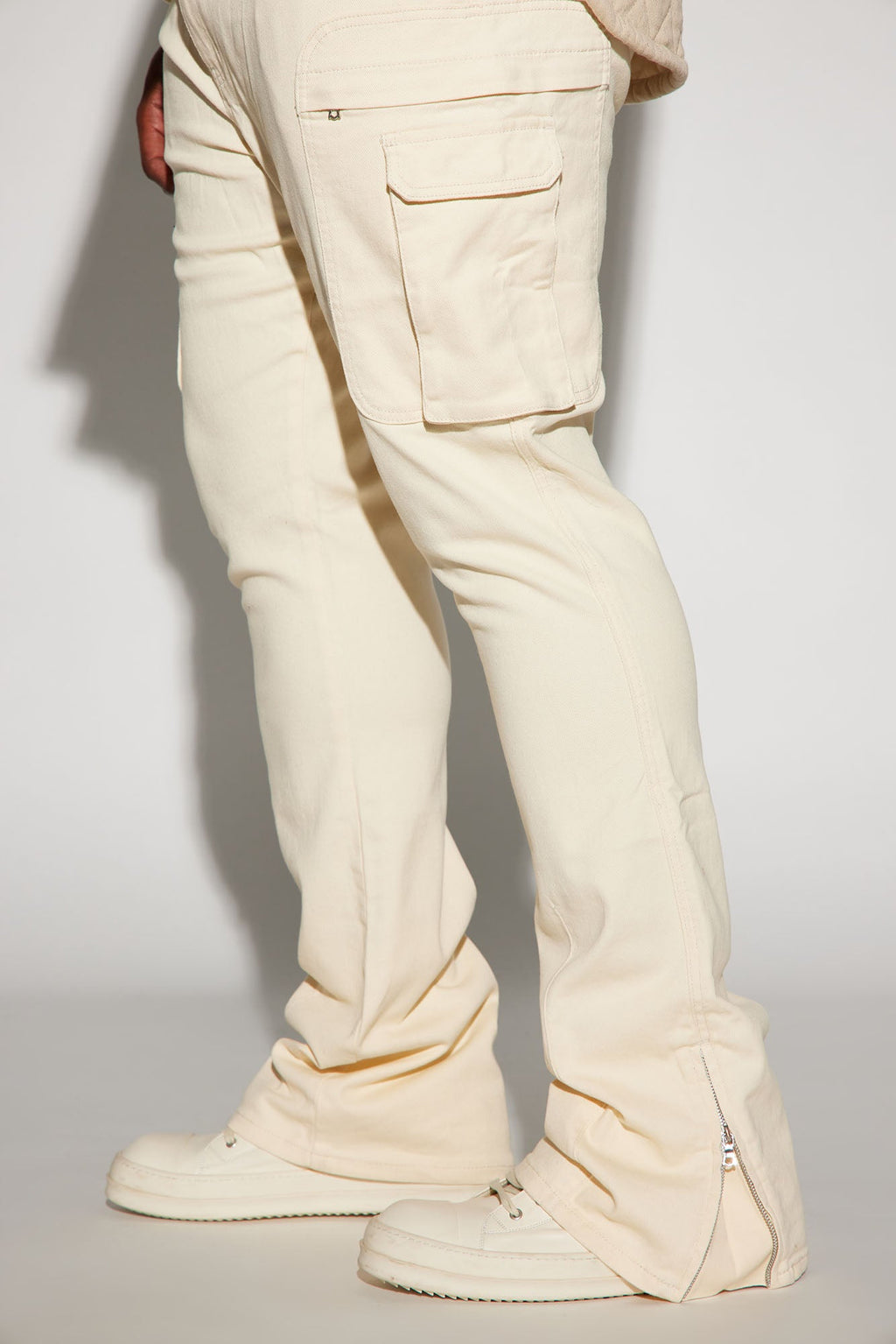 On A Good One Stacked Skinny Flare Jeans - Cream