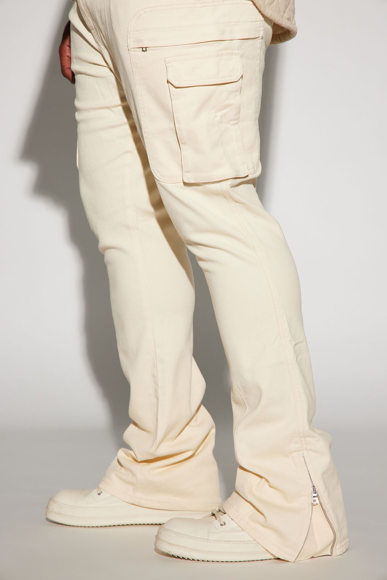 On A Good One Stacked Skinny Flare Jeans - Cream
