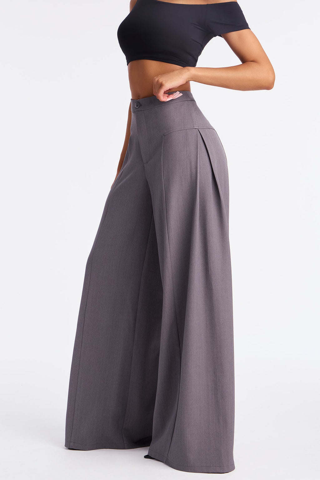 Carmina Wide Leg Pant 33″ - Charcoal
