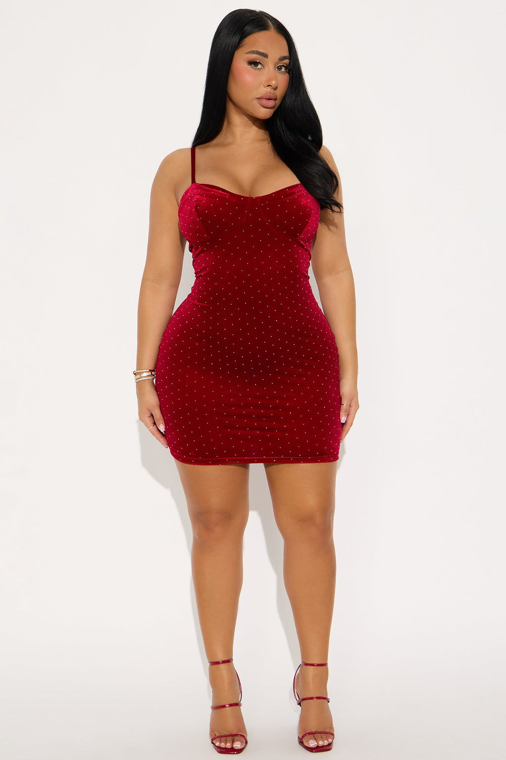 Special Night Velvet Mini Dress - Burgundy