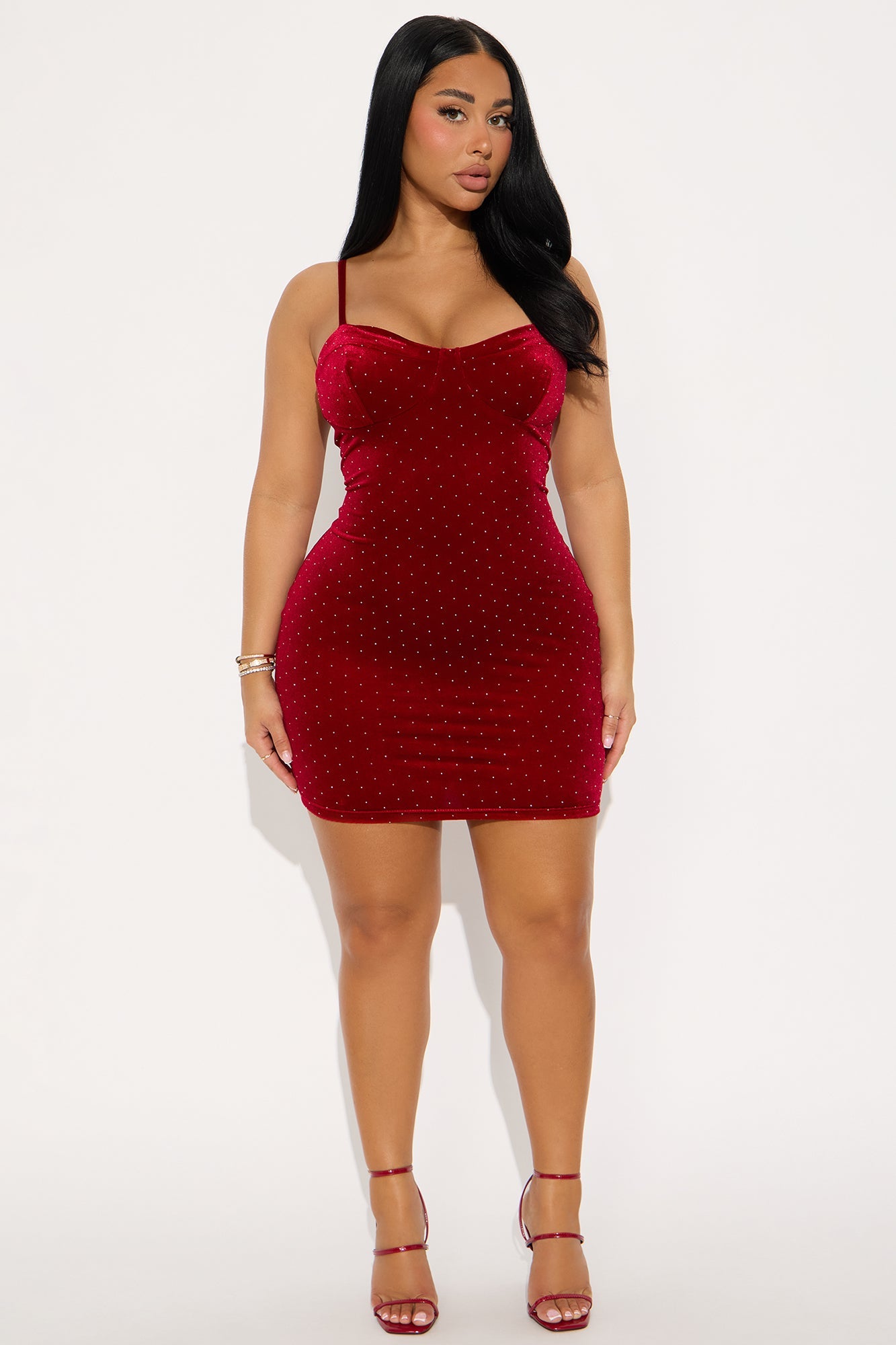 Special Night Velvet Mini Dress - Burgundy