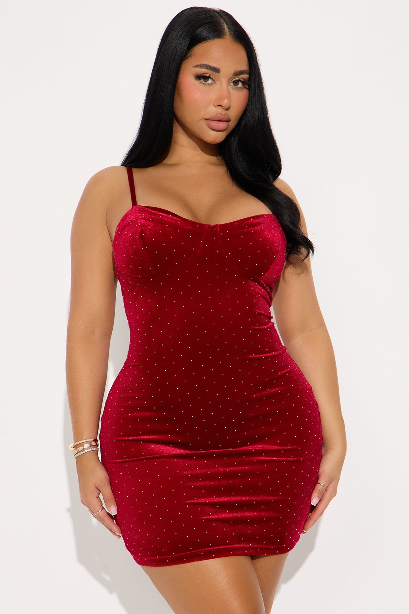 Special Night Velvet Mini Dress - Burgundy