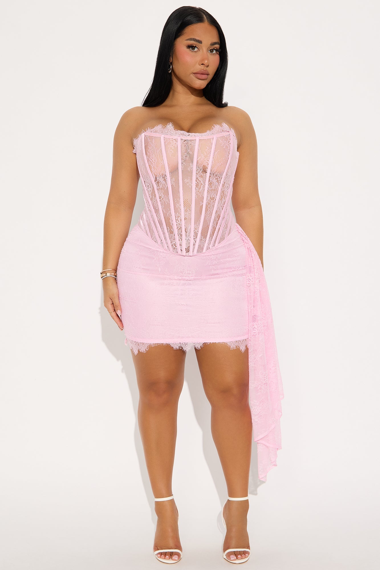 Kylie Corset Lace Mini Dress - Pink