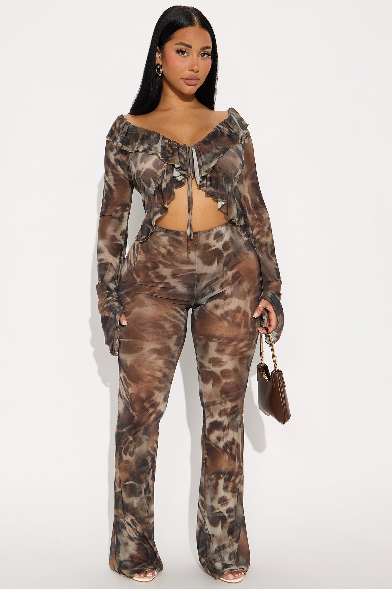 Gave You Grace Mesh Jumpsuit - Olive/combo