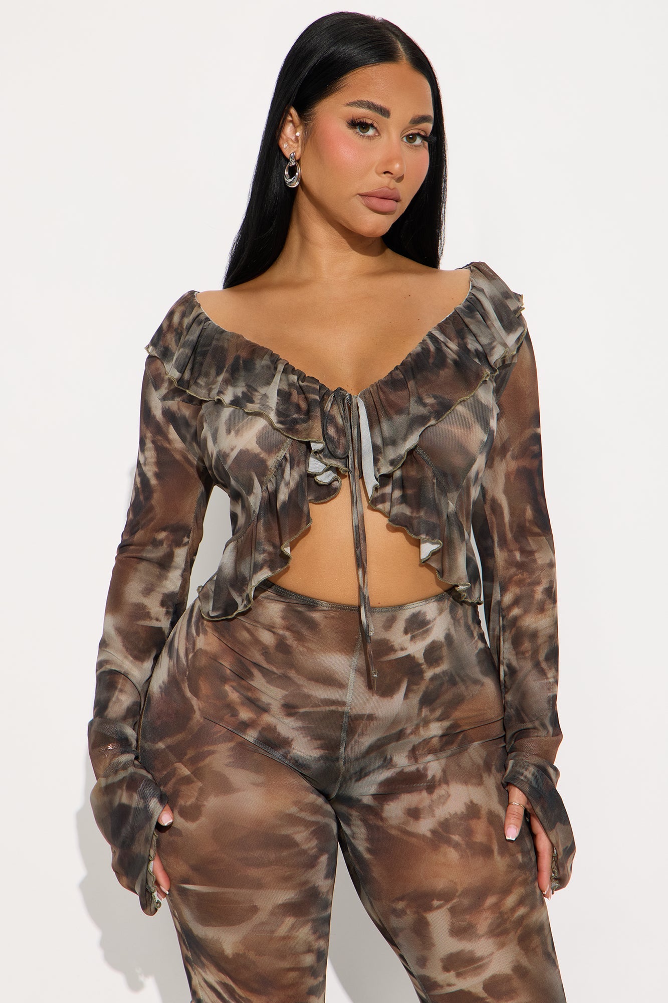 Gave You Grace Mesh Jumpsuit - Olive/combo