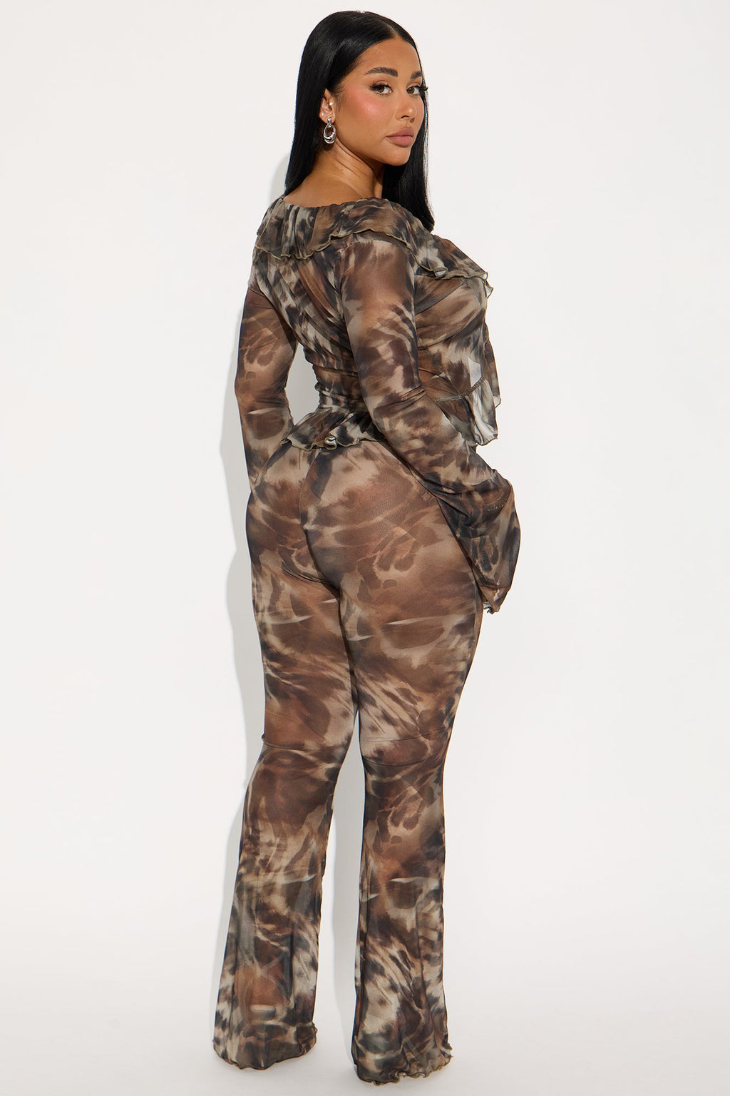 Gave You Grace Mesh Jumpsuit - Olive/combo