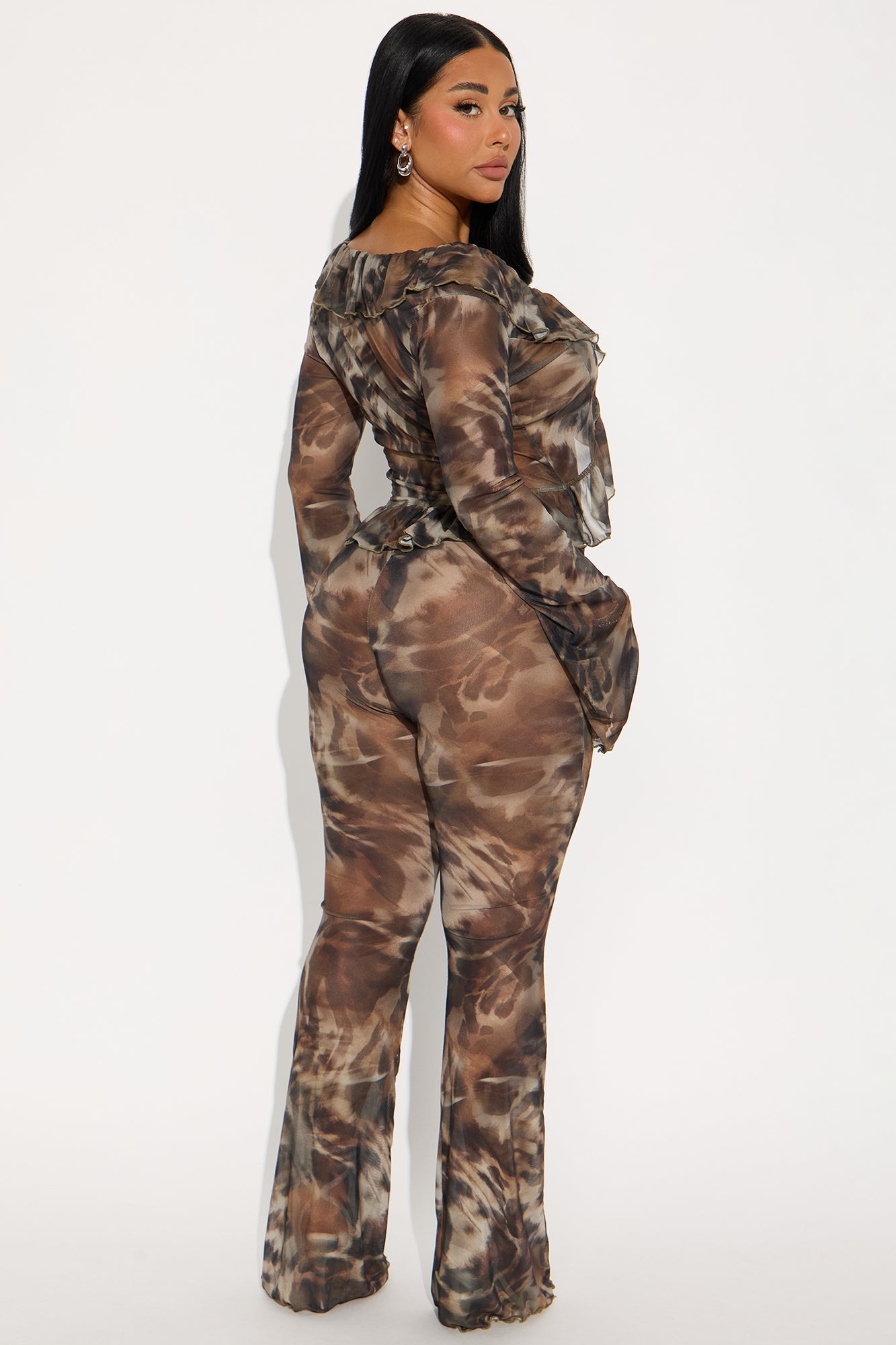 Gave You Grace Mesh Jumpsuit - Olive/combo