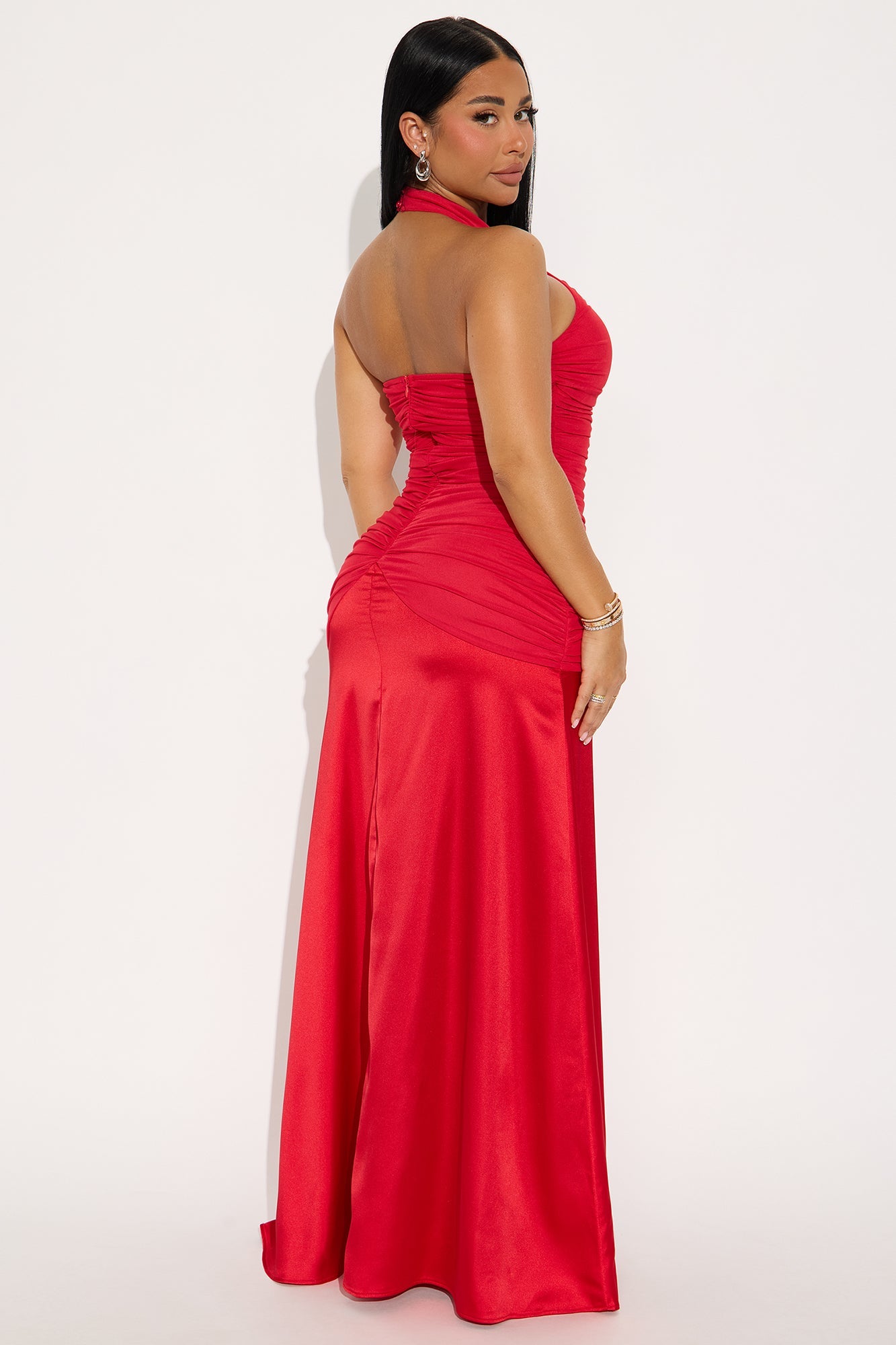 Rose Rush Mesh Maxi Gown - Red