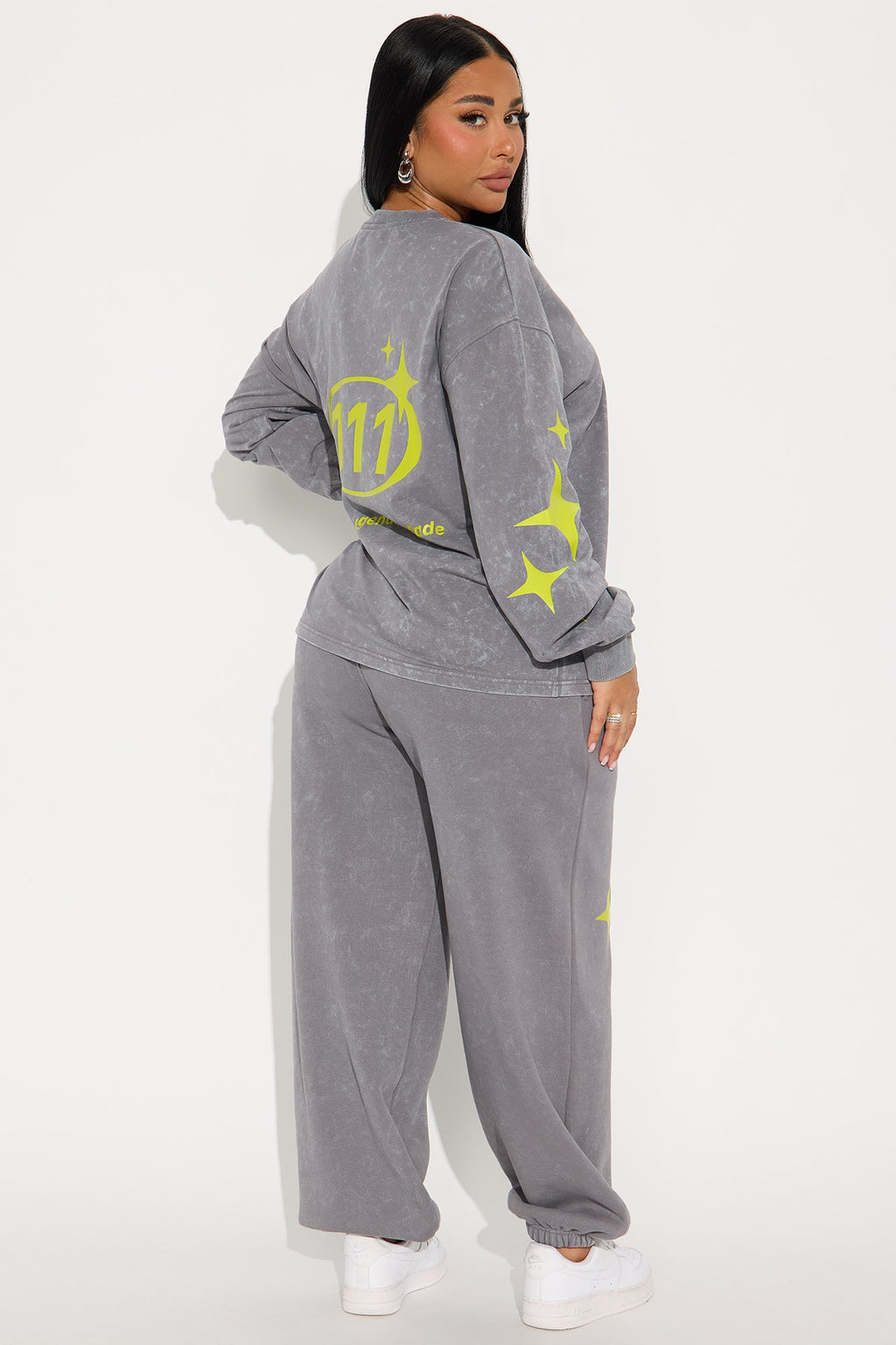 Trust Your Intuition Acid Wash Jogger Set - Grey