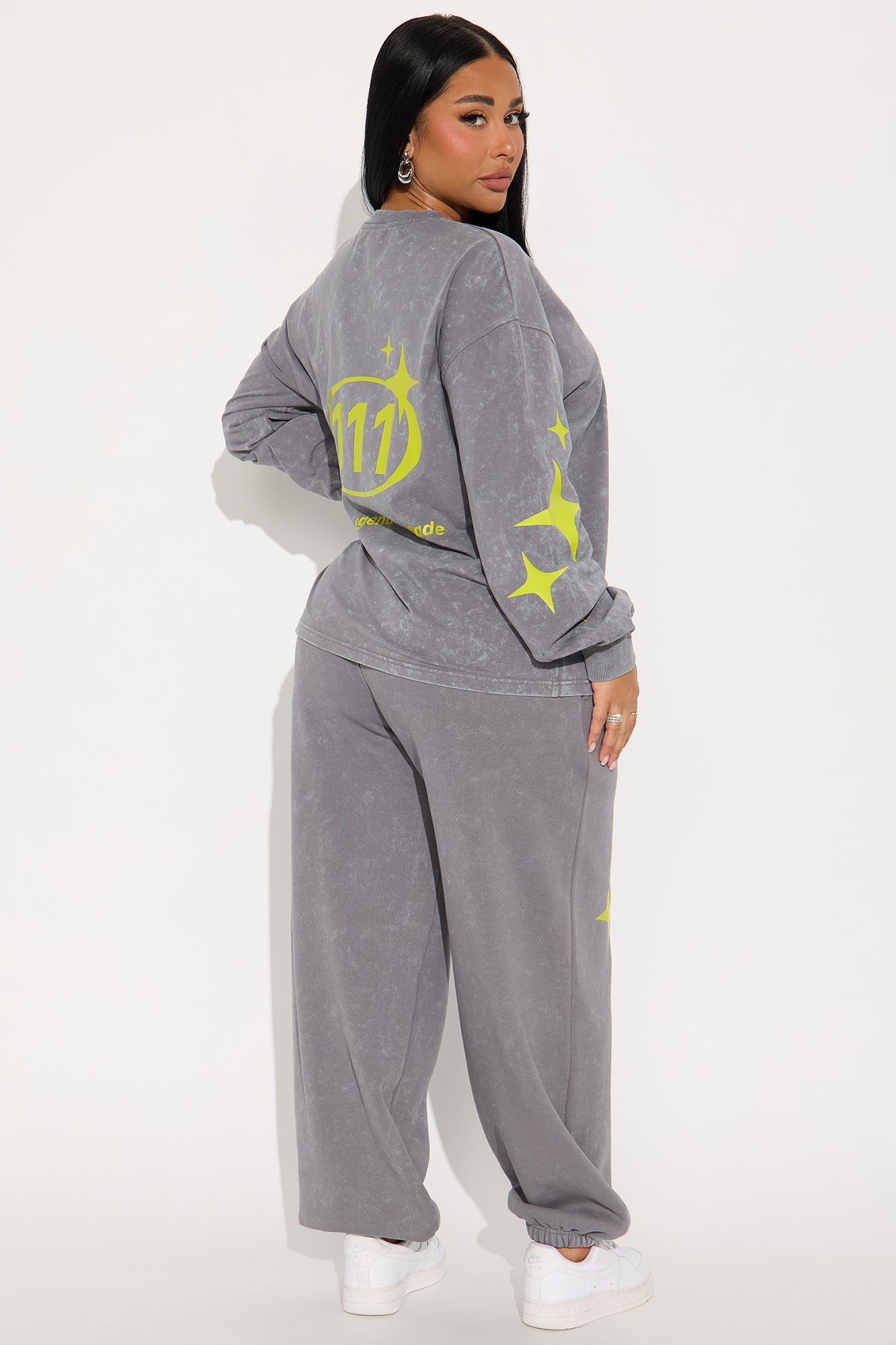 Trust Your Intuition Acid Wash Jogger Set - Grey
