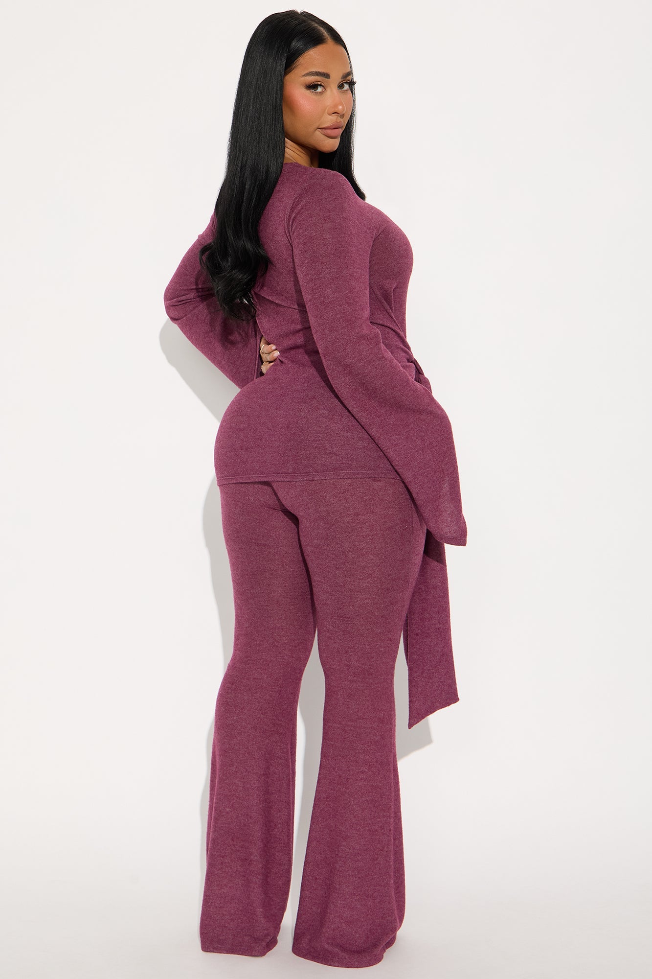 Current Mood Tie Waist Pant Set - Plum