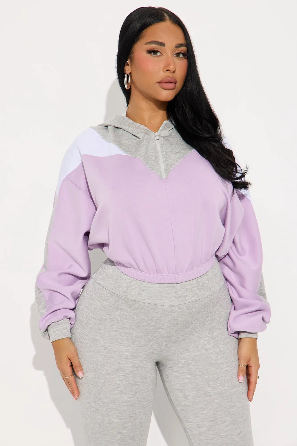 Endless Joy Quarter Zip Pant Set - Lavender 