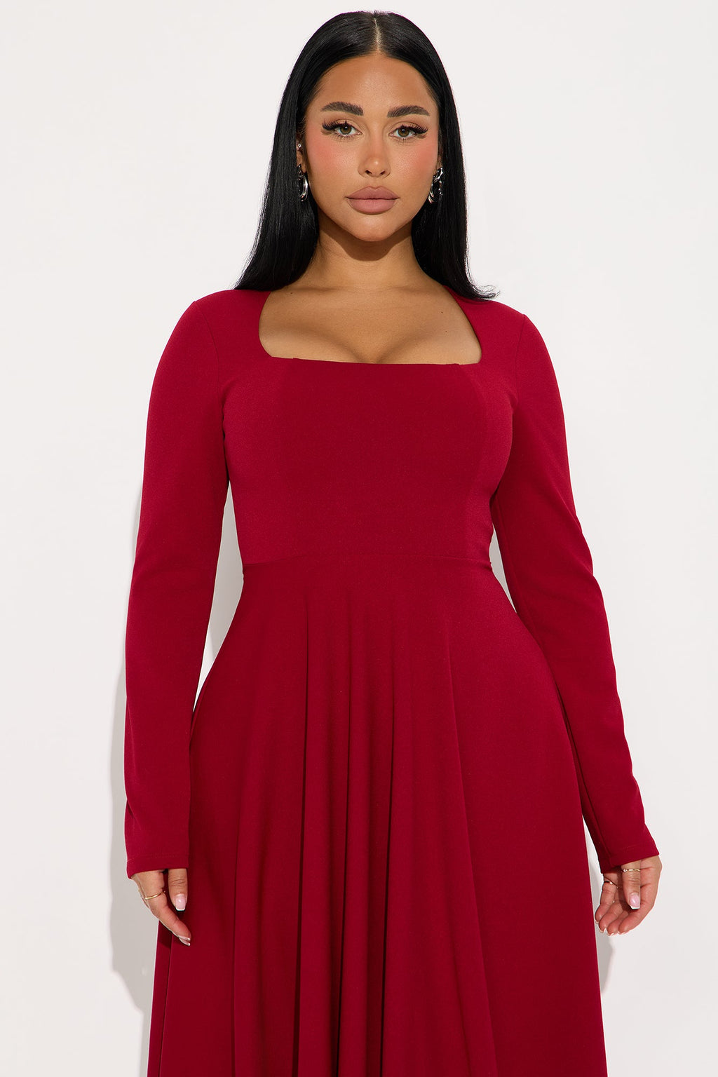 Alena Long Sleeve Midi Dress - Wine