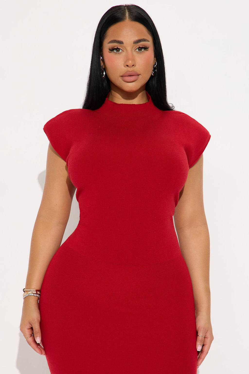 Xaviera Sweater Maxi Dress - Red