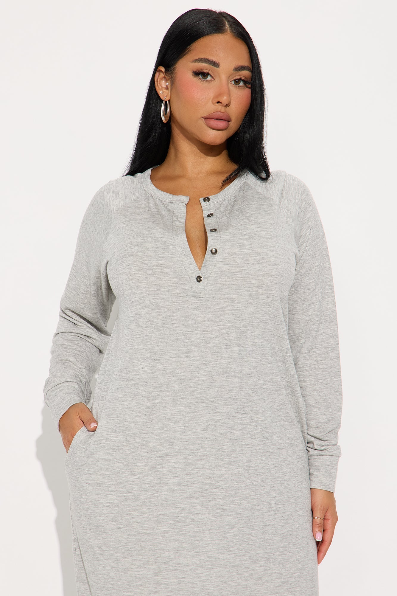 Maywood French Terry Maxi Dress - Heather Grey