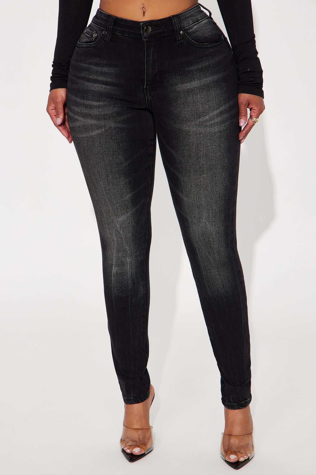 Simply Classic Mid Rise Skinny Jeans - Black Wash