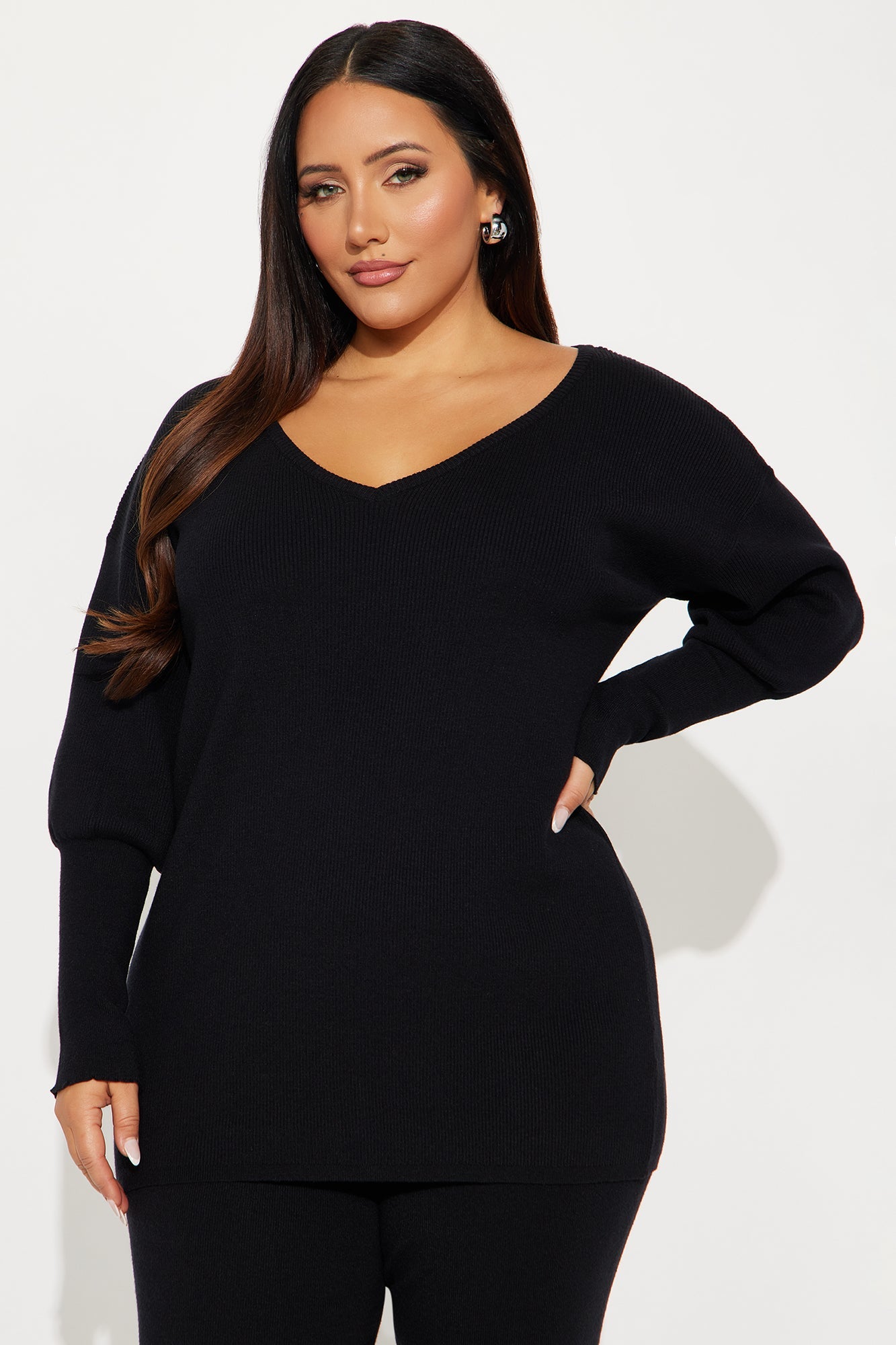 Cara Off Shoulder Sweater 3 Piece Pant Set - Black