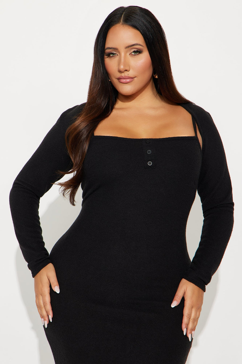 No Rush Sweater Maxi Dress - Black