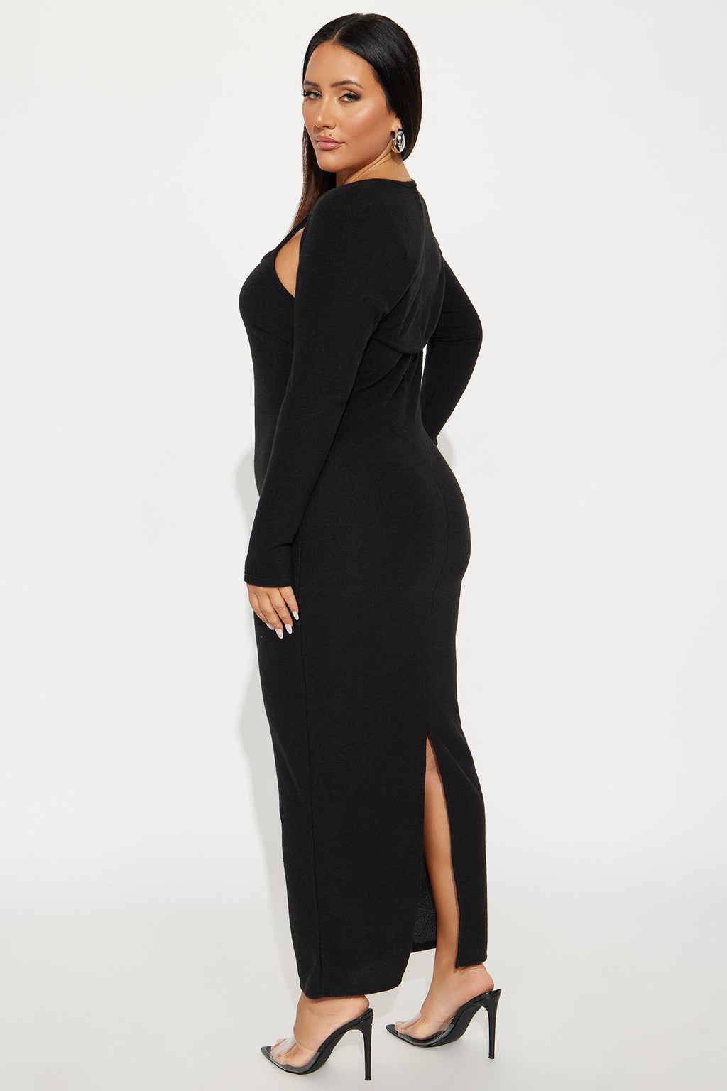 No Rush Sweater Maxi Dress - Black