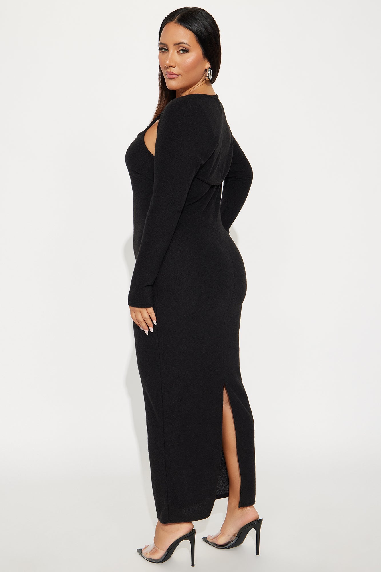 No Rush Sweater Maxi Dress - Black