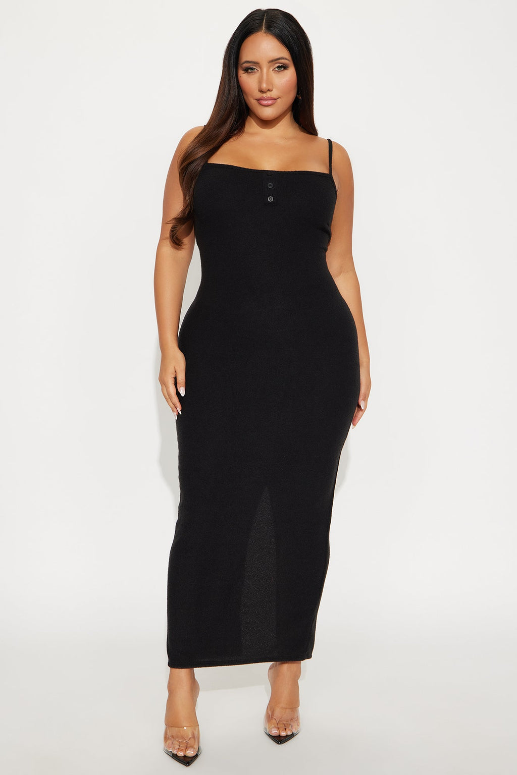 No Rush Sweater Maxi Dress - Black