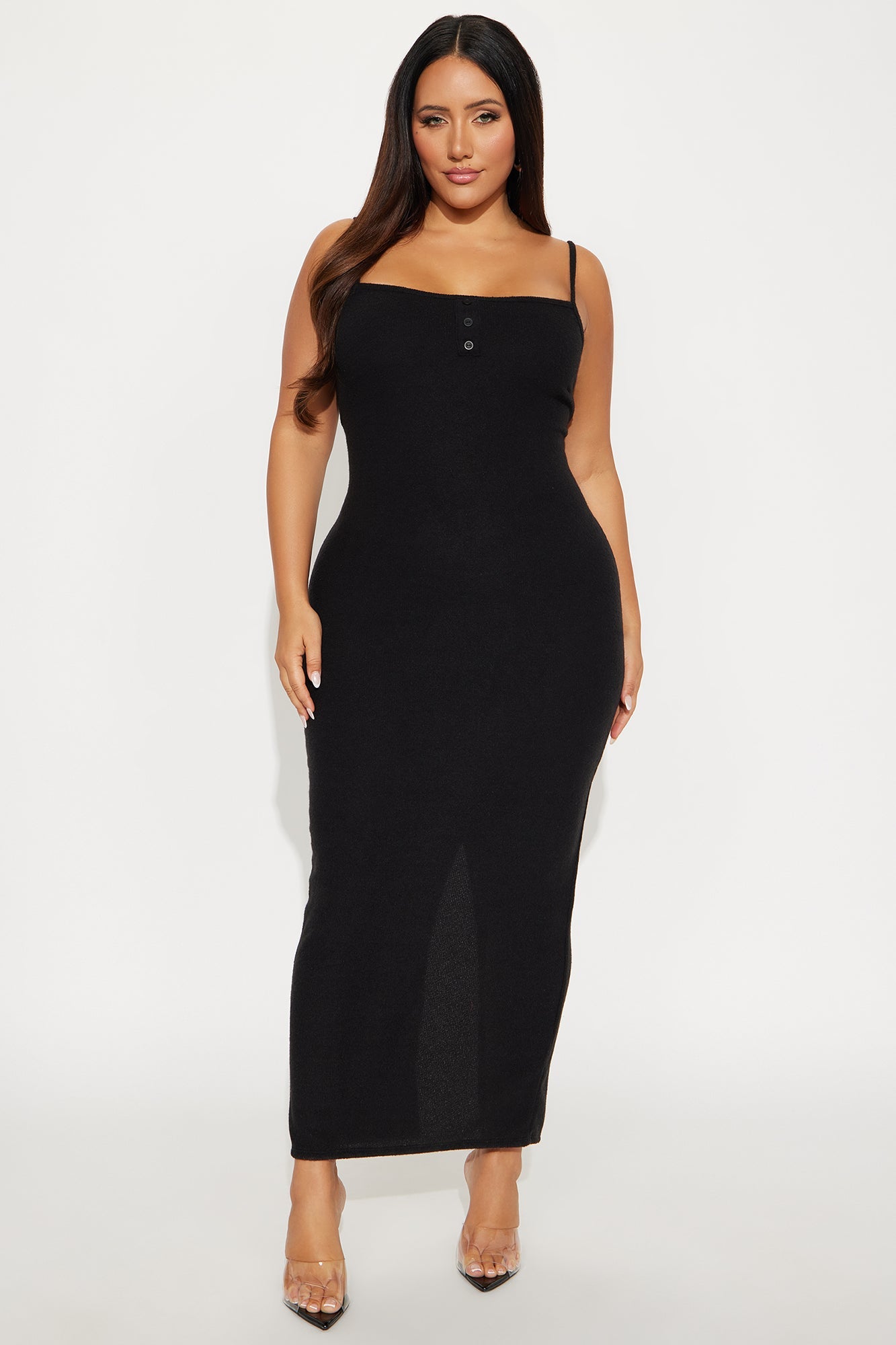 No Rush Sweater Maxi Dress - Black