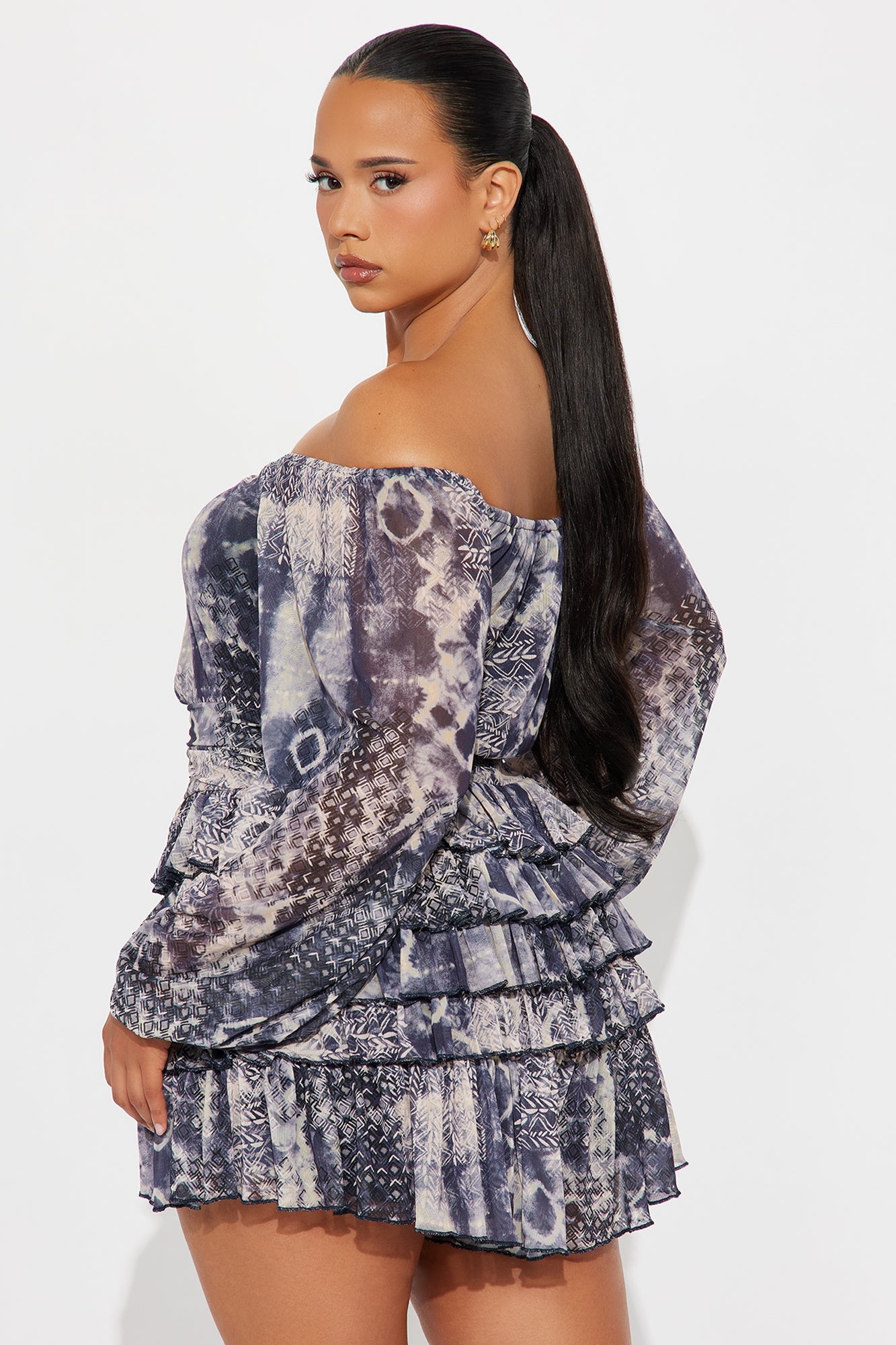 Esmeralda Mesh Ruffle Romper - Charcoal/combo
