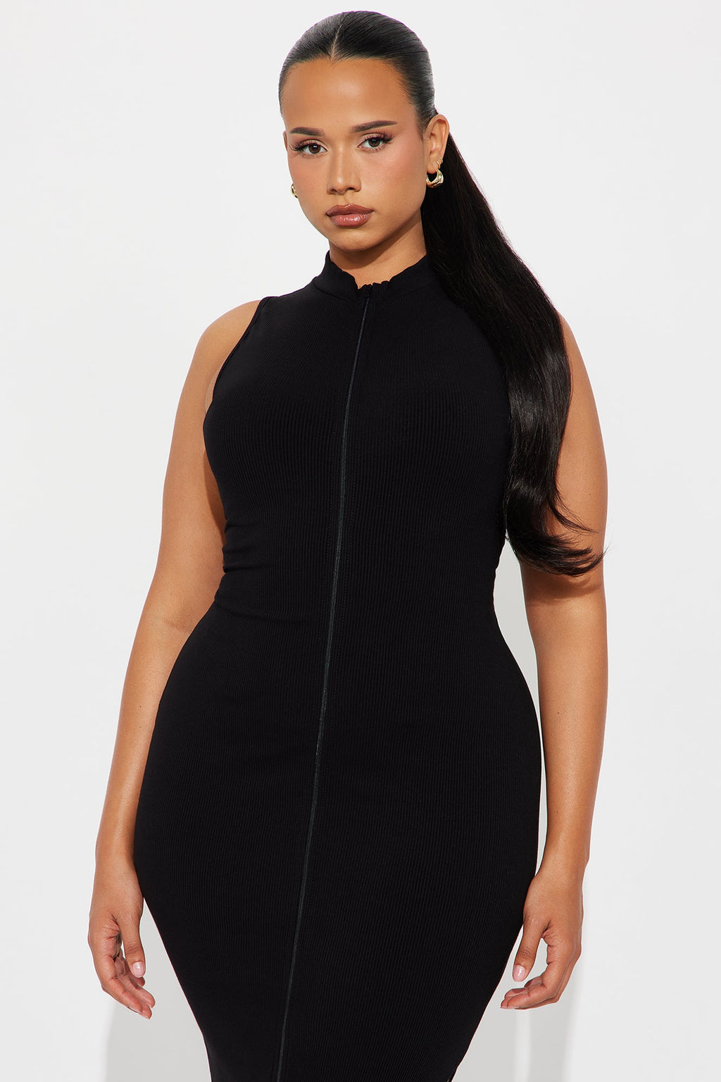 Zoey Snatched Midi Dress - Black