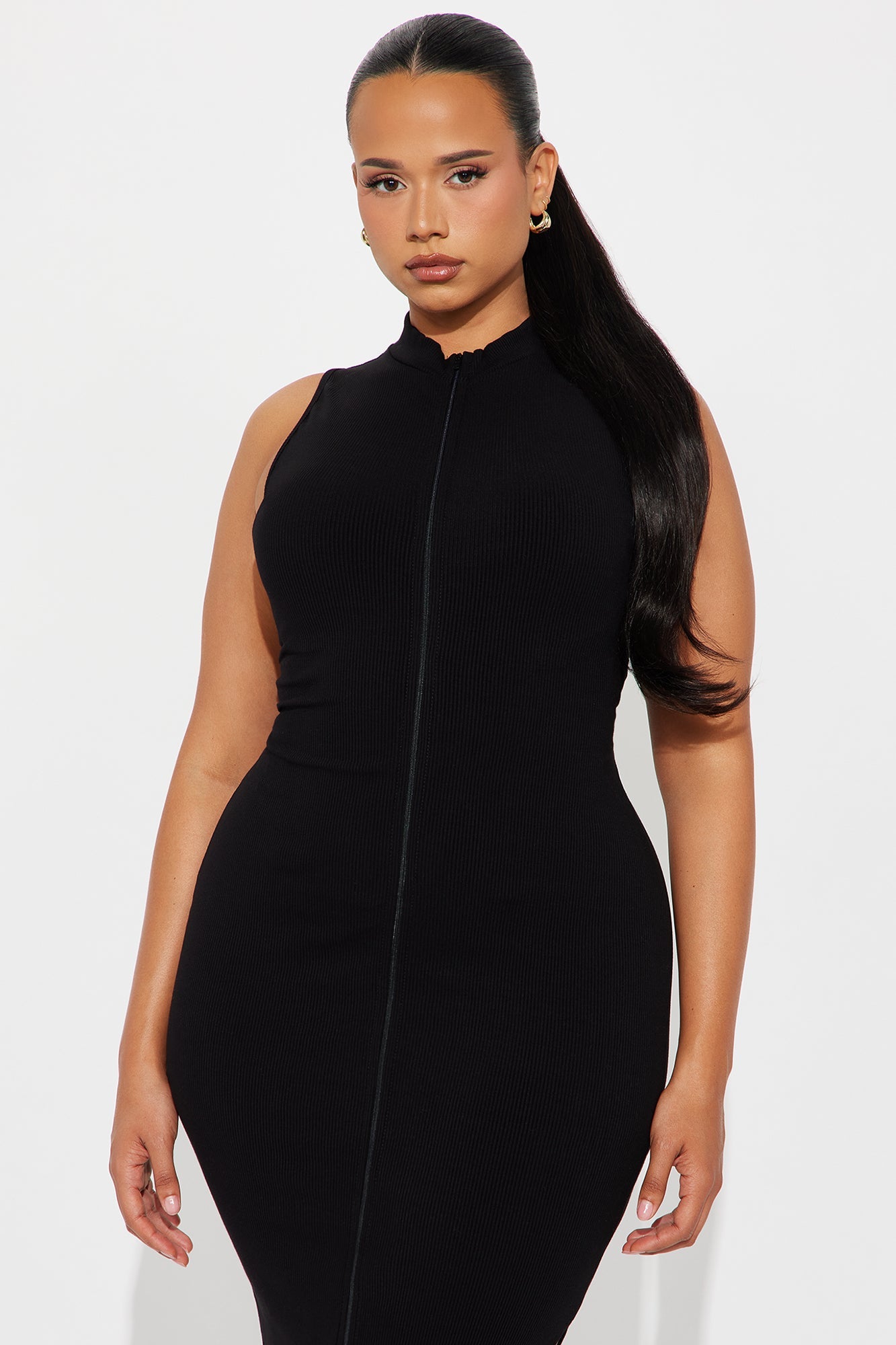 Zoey Snatched Midi Dress - Black