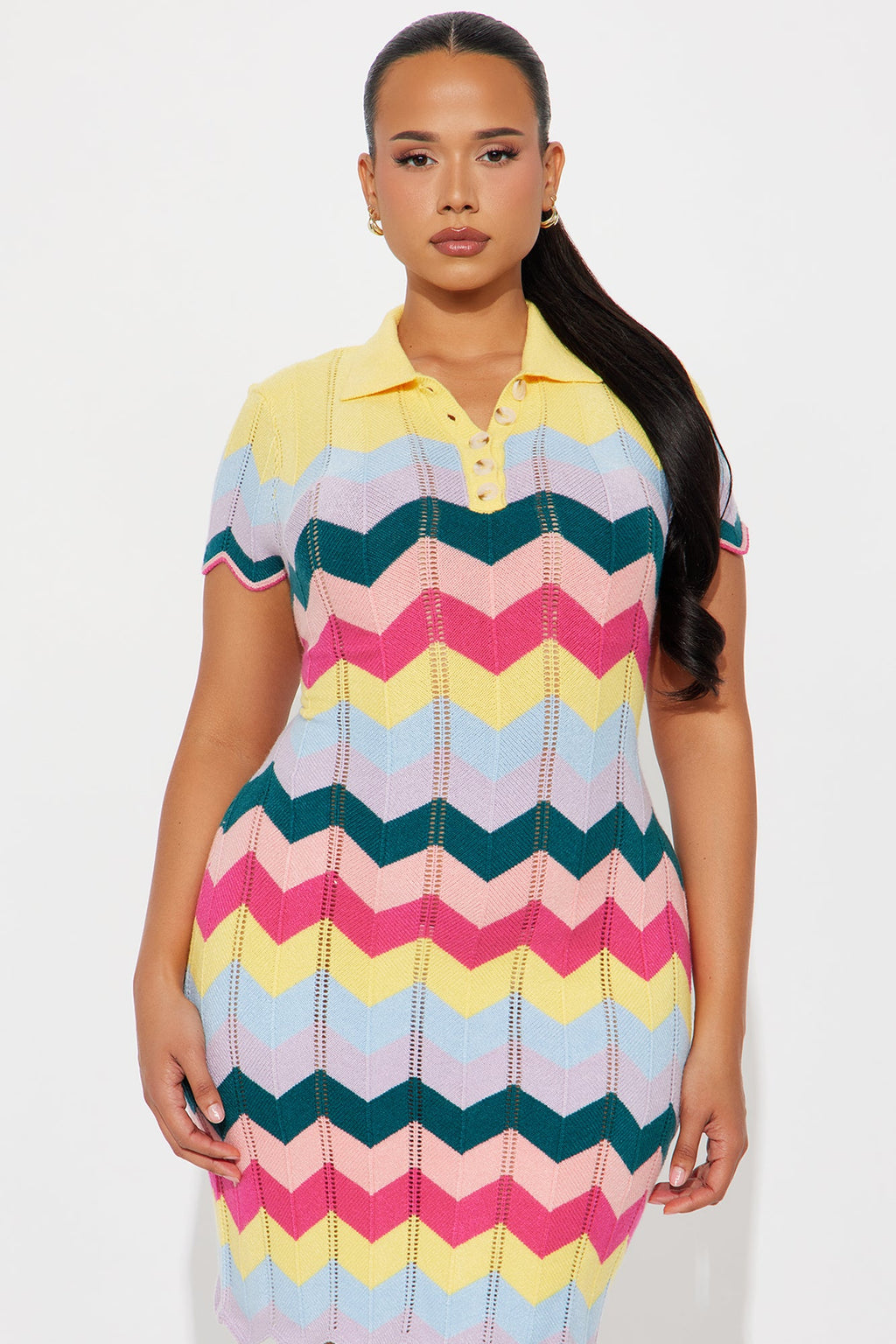 Tall Always Happy Knit Mini Dress - Multi Color