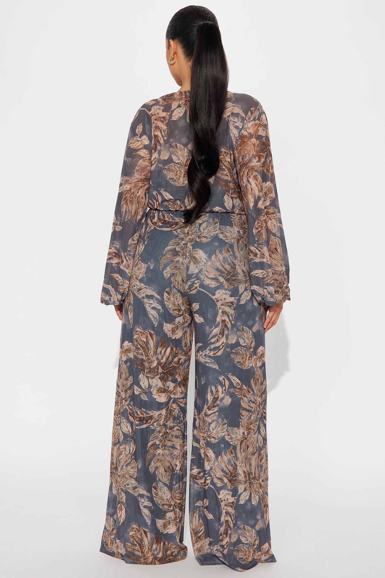 Falling For Me Wide Leg Jumpsuit - Charcoal/combo