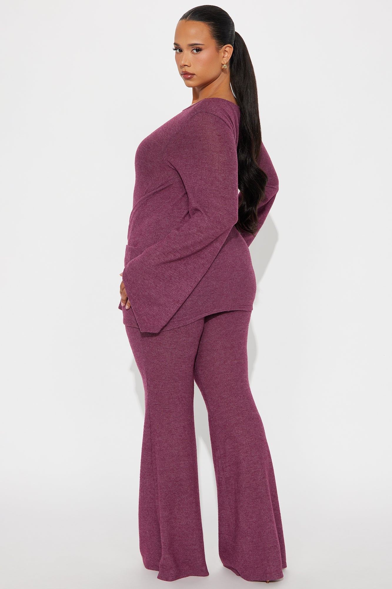 Current Mood Tie Waist Pant Set - Plum
