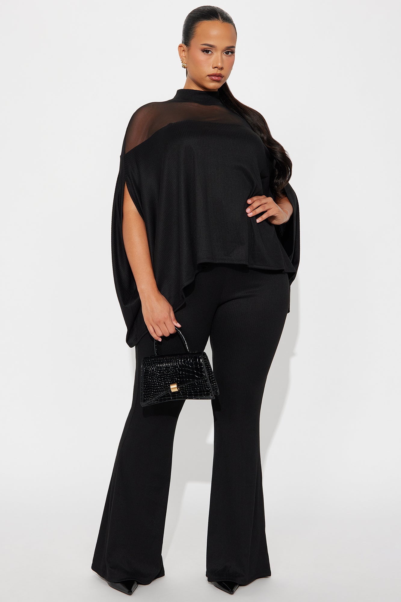 Alice Mock Neck Pant Set - Black