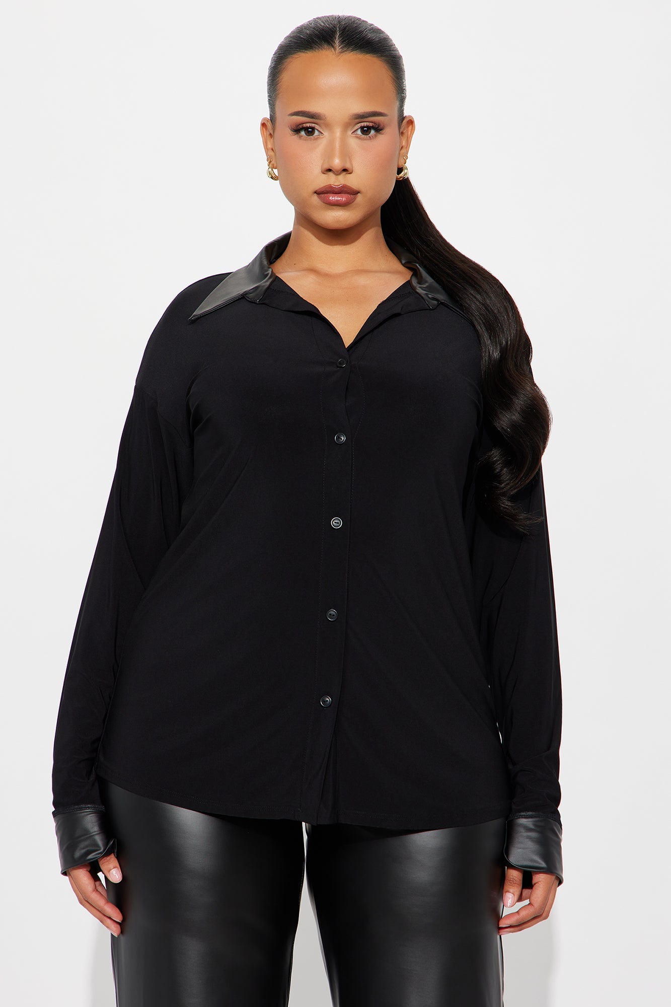 Ryann Faux Leather Pant Set - Black