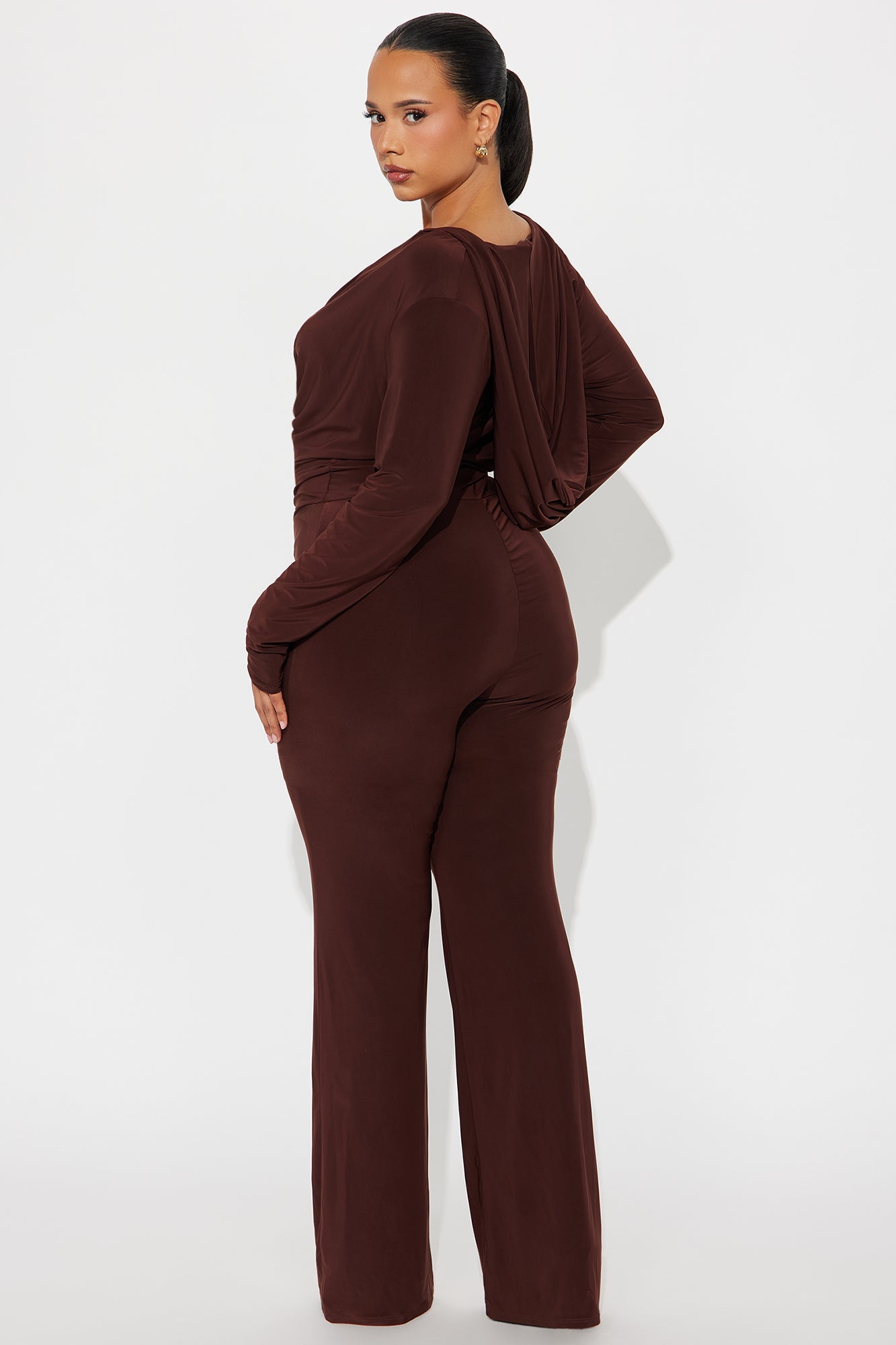 Julie Cowl Neck Hooded Jumpsuit - Chocolate