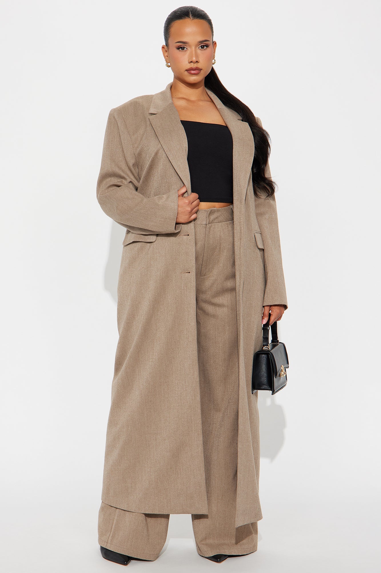 Level Of Sophistication Crepe Woven Wide Leg Trouser Pant - Mocha