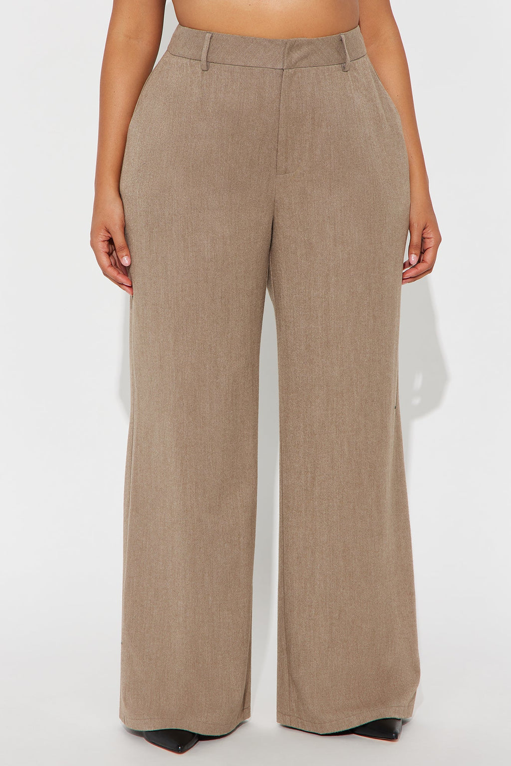 Level Of Sophistication Crepe Woven Wide Leg Trouser Pant - Mocha
